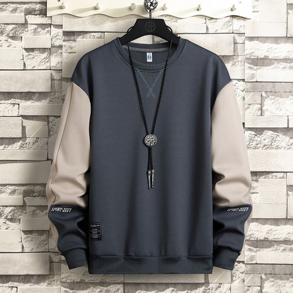 

autumn hoodls men's sweater collar no liner casual color matching trend korean versatile bottomwear, Black