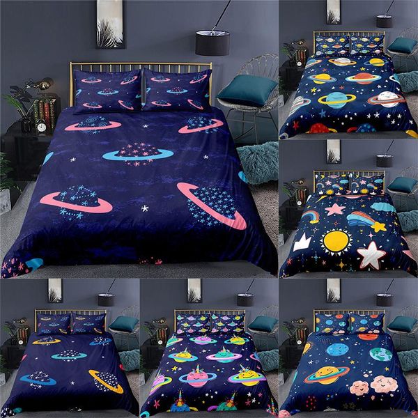 

home textile luxury 3d cartoon milky way print 2/3pcs comfortable duvet cover pillowcase bedding sets single  and king size