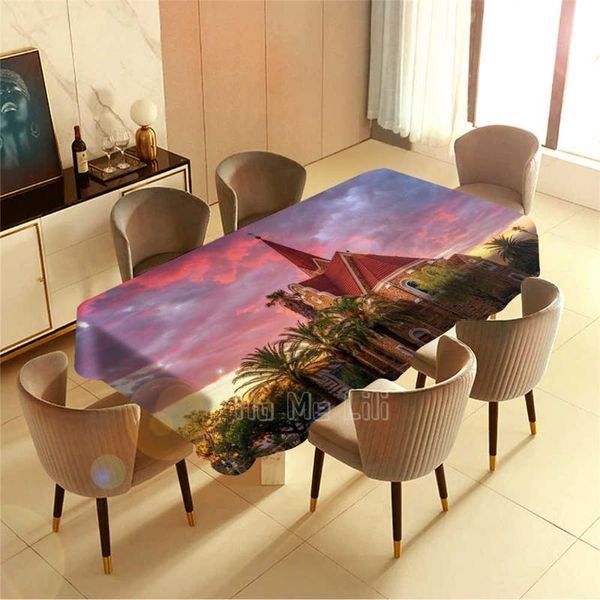 

table cloth romantic castle art under purple sunset barbecue picnic home party