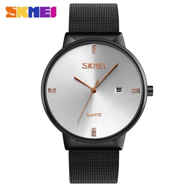 

wristwatches skmei sport men quartz watch business stainless steel watches waterproof male relogio masculino erkek kol saati, Slivery;brown