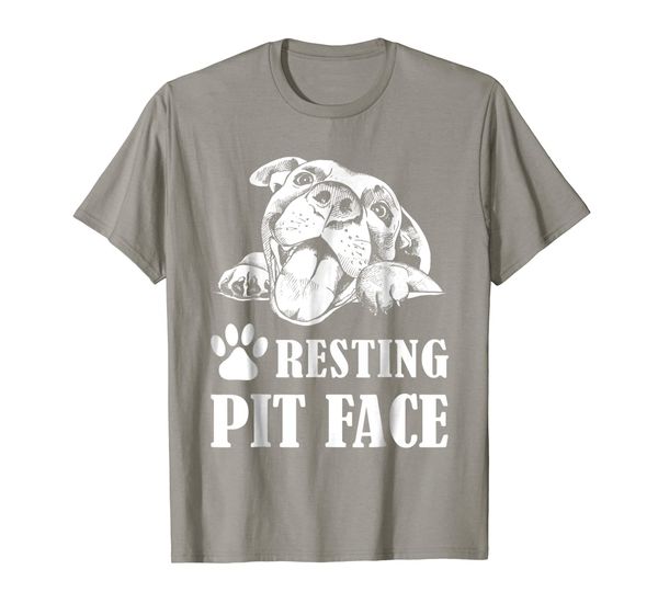 

funny dog pitbull resting pit face t-shirt, White;black