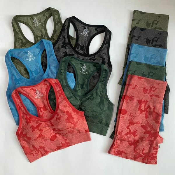 

yoga outfit 2 piece adapt camo seamless shorts sets for women workout summer clothes racer back crop gym clothing set