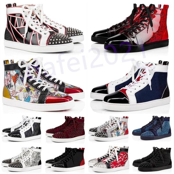 

mens casual shoes women outdoor red bottoms shoe studded spikes loafers sneakers suede leather flats ttrainers jogging des chaussures a32, Black