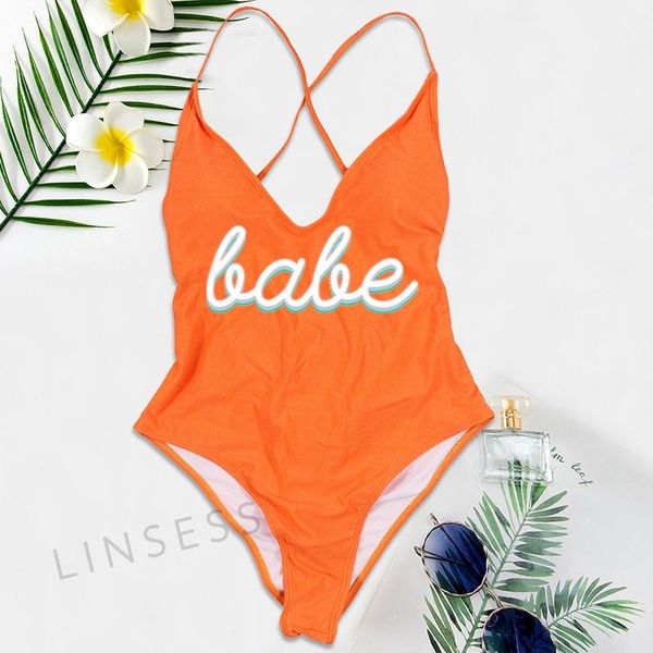 

one-piece suits bachelorette party one piece swimsuit 2021 bride & babe lady wedding women padded swimsuits swimwear lace back bikini