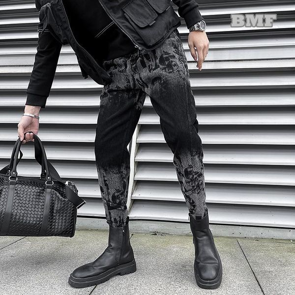 

men's pants spring autumn korean fashion embroidery slim harem men clothing streetwear hip hop casual trousers harajuku joggers male, Black