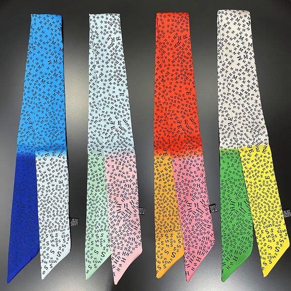 

scarves 2021 chic style dot printed hair head satin scarf women luxury long skinny handle bag foulard, Blue;gray