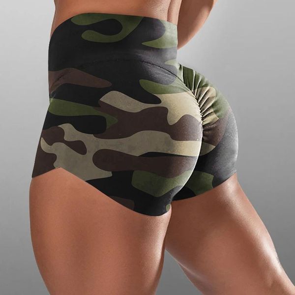 

women's leggings 2021 summer camouflage short legging women skinny high waist sport mini pants push up jogger fitness sweatpant ladies, Black