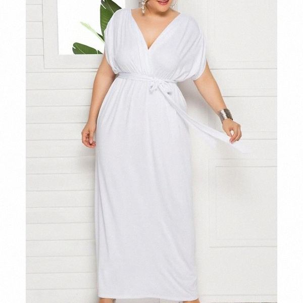 

women's plus size swing dress solid color v neck short sleeve fall spring elegant casual prom dress maxi long dress party daily q70c#, Black
