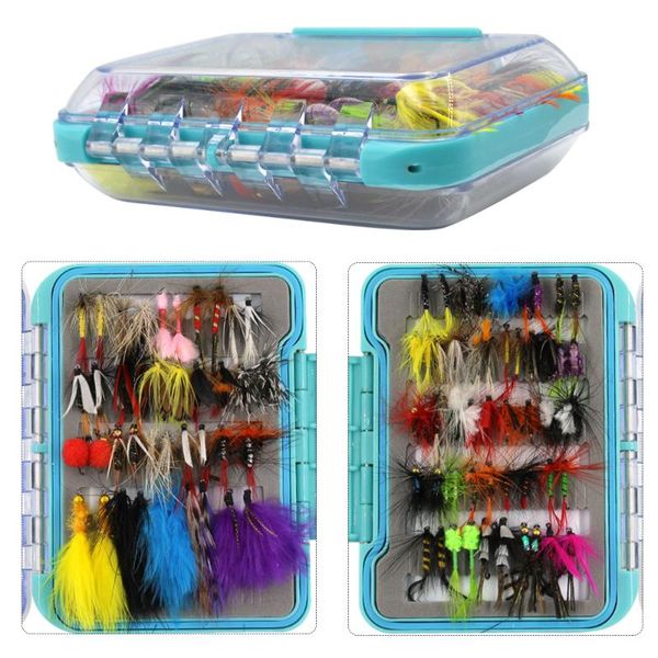 

fishing hooks 94pcs/box insect set mixed colors and designs dry wet lures floating flies kit with proofwater box