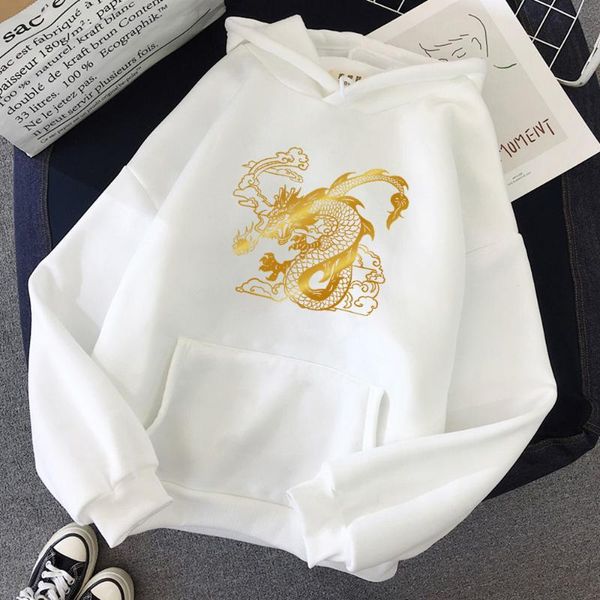 

men's hoodies & sweatshirts golden dragon print hoodie 2021 autumn and winter retro loose oversized harajuku fashion full sweatshirt me, Black