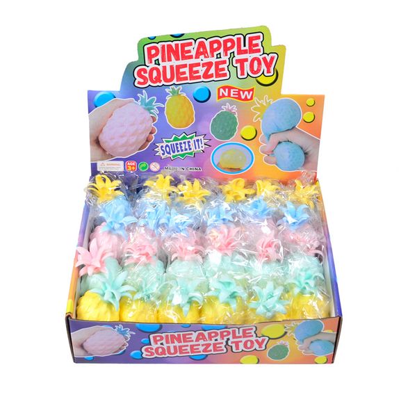 8cm Mignon Ananas Squeeze Jouet Anti Stress Grape Bubble Ball Drôle Gadget Vent Décompression Fidget Jouets Autisme Main Poignet Doux Pétrir pour Enfant Enfants 4 Couleurs