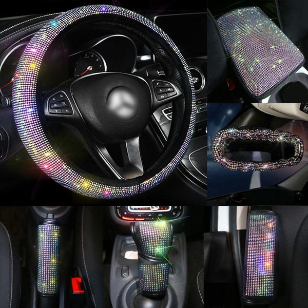 

steering wheel covers sparkly bling diamond auto accessories cover for women rhinestone shoulder pad velvet protector