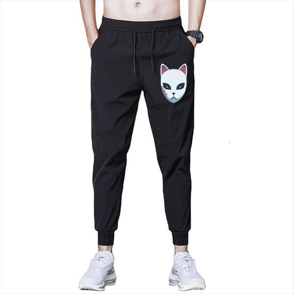 

jogger demon slayer trousers workout women pant print sweatpants commuter summer casual fitness elastic clothing solid spring, Black