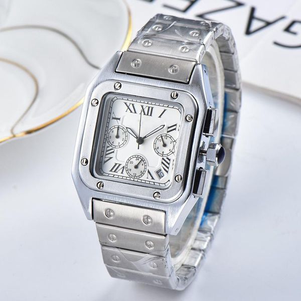 

wristwatches brand square watch men classic vintage quartz stainless steel dial luxury clock montre homme, Slivery;brown