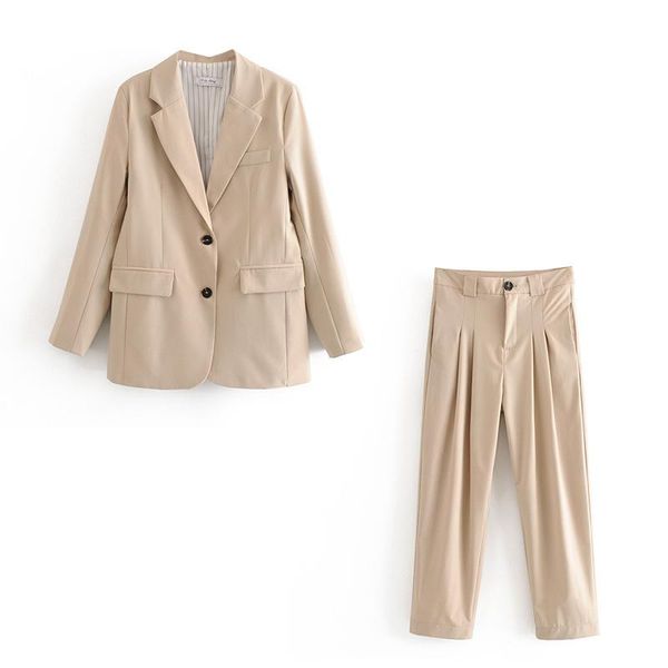 

spring autumn pants suit women solid single button blazer jacket coat+zzipper trouser female office lady 2 pieces set mujer women's two, White
