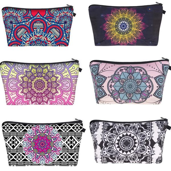 

digital printing mandala cosmetic bag fashion woman geometric wash bags bohemian dress storage pack travel convenient packs & cases