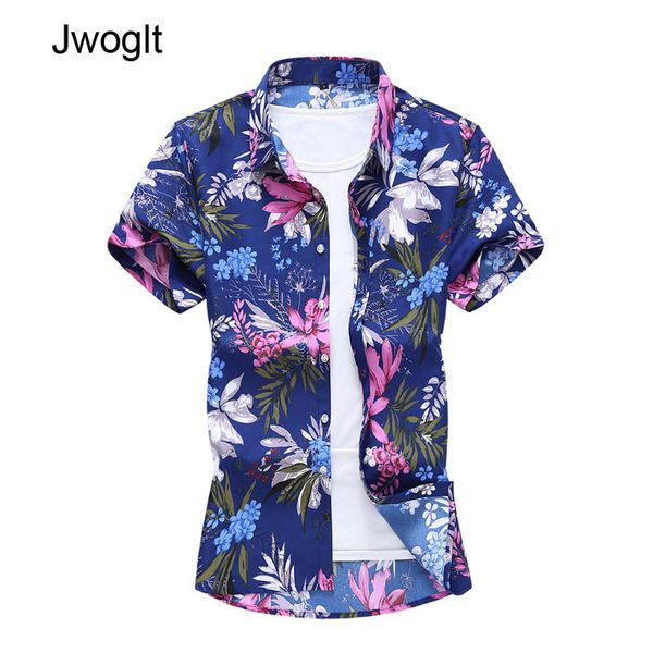 

45kg-120kg summer beach hawaiian shirt casual short sleeve floral shirts men holiday vacation clothing 5xl 6xl 7xl 210412, White;black