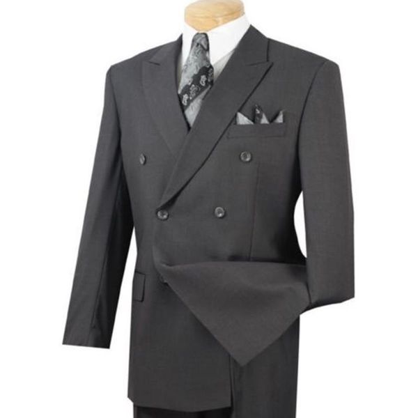 

men's suits & blazers classic suit gray lapel double breasted 6 button wedding groom dresses and prom (jacket + pants) custom made, White;black