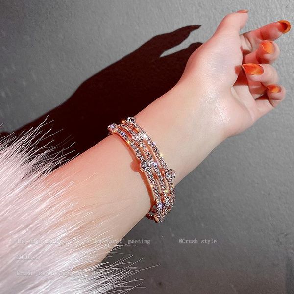 

bangle ch-1521 diamond-studded geometric multi-layer bracelet net celebrity simple personality trendy fashion design sense, Black
