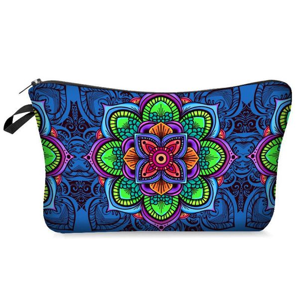 

cosmetic bags & cases women make-up 2021 digital printing blue datura bag storage wash