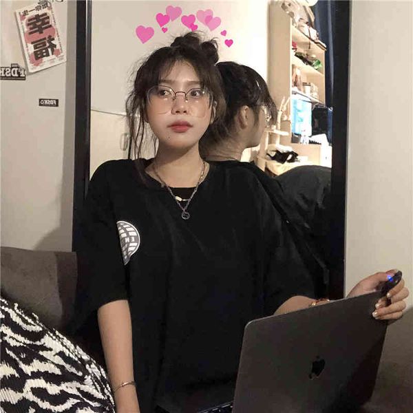 

polos ytx368 personality printed half a korean summer loose short shirt, White