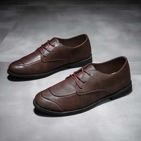 

dress shoes solid color retro leather low-casual comfortable men's daily business designer men, Black