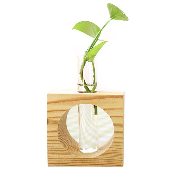 

vases luda 1set wood modern style glass tableplant bonsai flower wedding decorative vase with wooden tray home decoration access