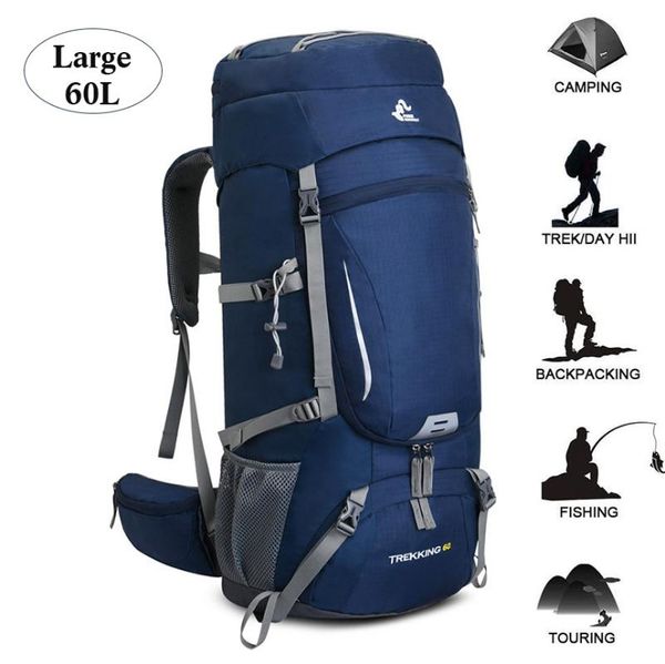 

60l waterproof lightweight hiking backpack with rain cover outdoor sport travel daypack for climbing camping touring bags