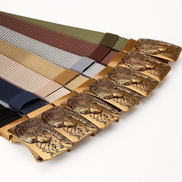 

new 20-year nylon copper alloy, automatic buckle, men's belt, fashionable and leisure belt for youth, Silver