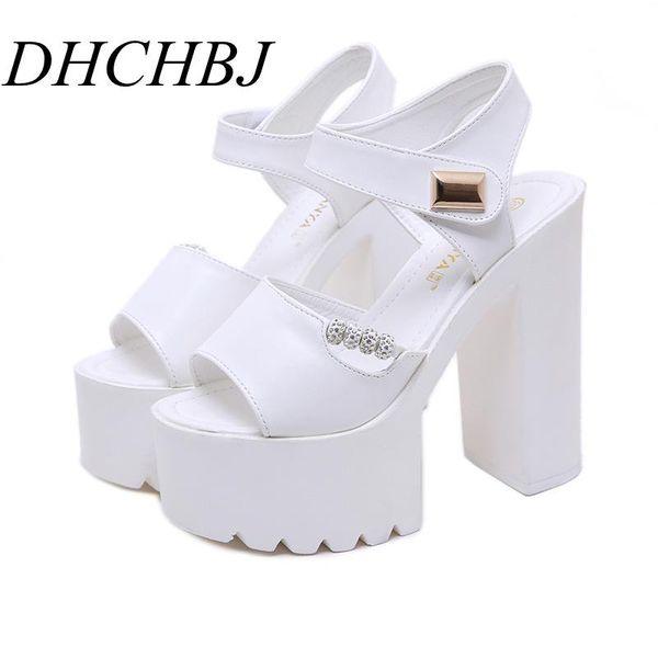 

summer 15cm super high heel women's sandals crude heels simple elegant, Black