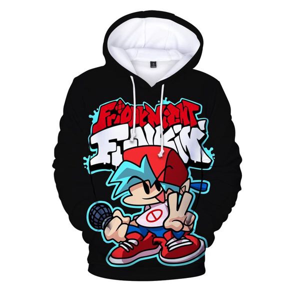 

men's hoodies & sweatshirts fall/winter loose hoodie friday night funkin print 2021 fashion casual pullover women men sweatshirt anime, Black