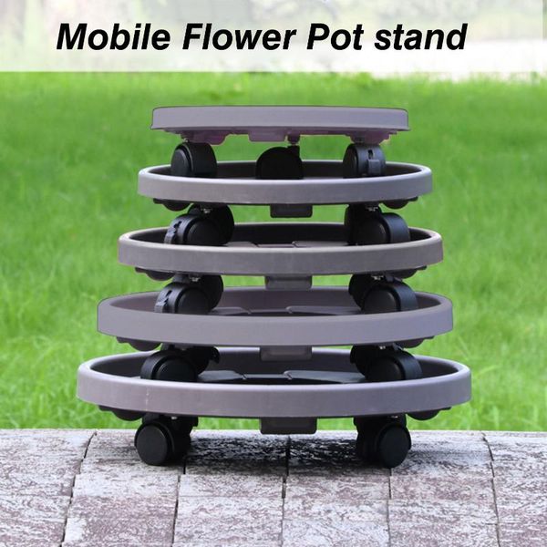 

planters & pots round flower plant pot tray 4 wheels heavy planter flowers mover trolley plate stand holder garden tools