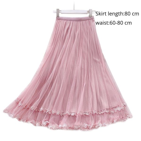 

dresses style fashion women spring summer mesh femme elastic high waisted a-line patchwork lace sweet girl long skirts, Black;gray