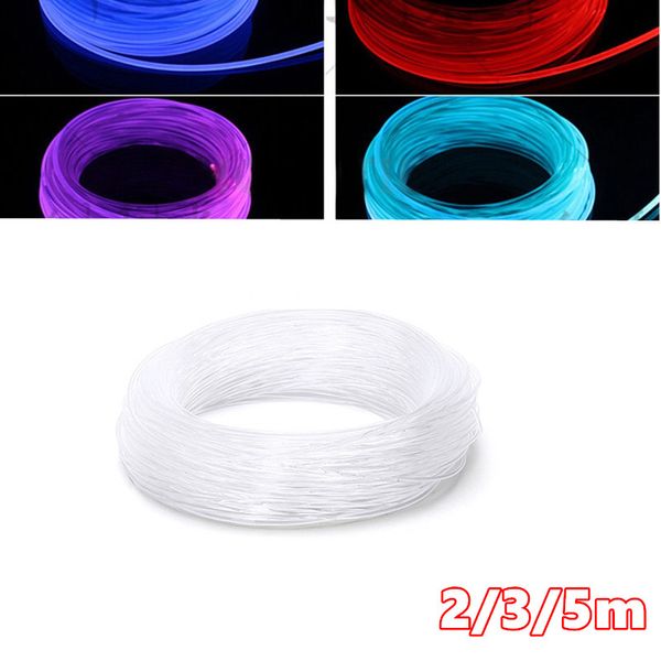 PMMA 5M lado fulgor iluminação cabo de fibra óptica 2mm 3mm diâmetro carro óptico cabo de teto iluminação brilhante decoração luz de festa d4.0