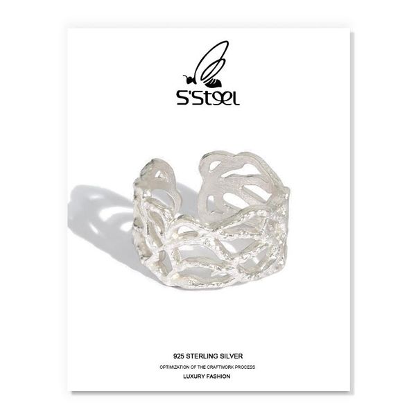 

cluster rings s'steel vintage 925 sterling silver for women minimalist geometric personalized adjustable ring anelli argento jewelry, Golden;silver