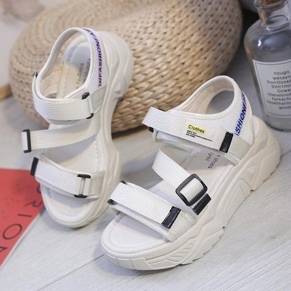 

sandals platform nice summer fashion wild open-toed flats casual wedges shoes female thick bottom, Black