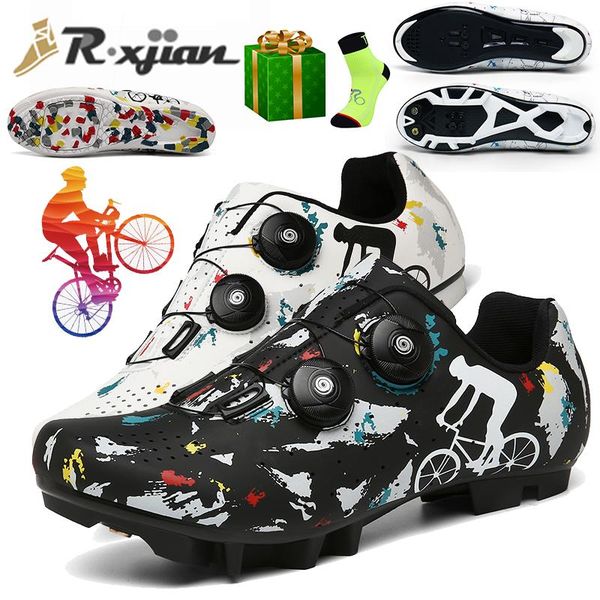 

high-quality cycling shoes road professional competition training graffiti comfortable mtb footwear, Black