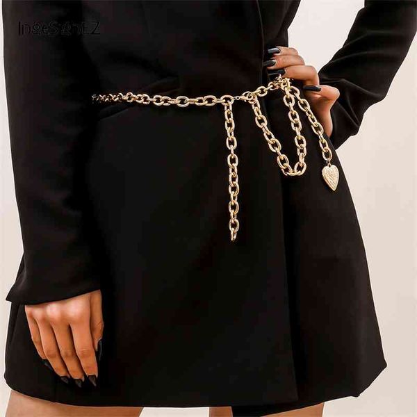 

ingesight.z vintage chunky thick aluminium harness waist belly chain summer love heart pendant belt female jewelry party, Silver