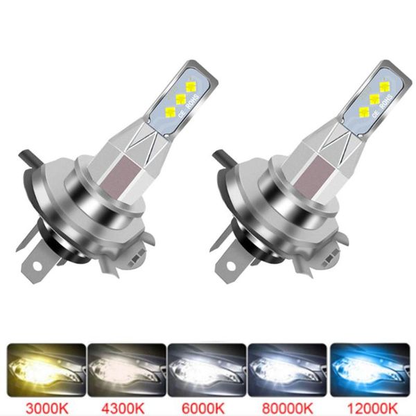 

car headlights 2pcs super bright mini h7 led 360 wireless small size headlight bulbs h1 9005 9006 h11 h4 fog lamps for auto 6000k 20000lm