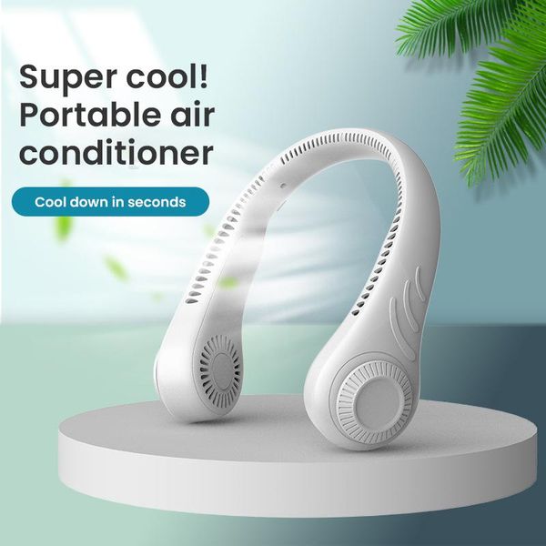 

electric fans portable leafless hanging neck fan mini bladeless 4000mah usb rechargeable mute sports for home outdoor