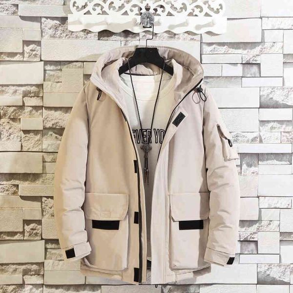 

down winter jacket plus size 4xl thick warm hooded parka casual men cotton coat tooling outerwear mens clothes, Black