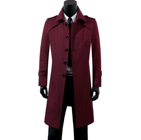 

men's trench coats mens wine red belt spring autumn man single-breasted long coat men clothes casual slim fit overcoat sleeve 9xl, Tan;black