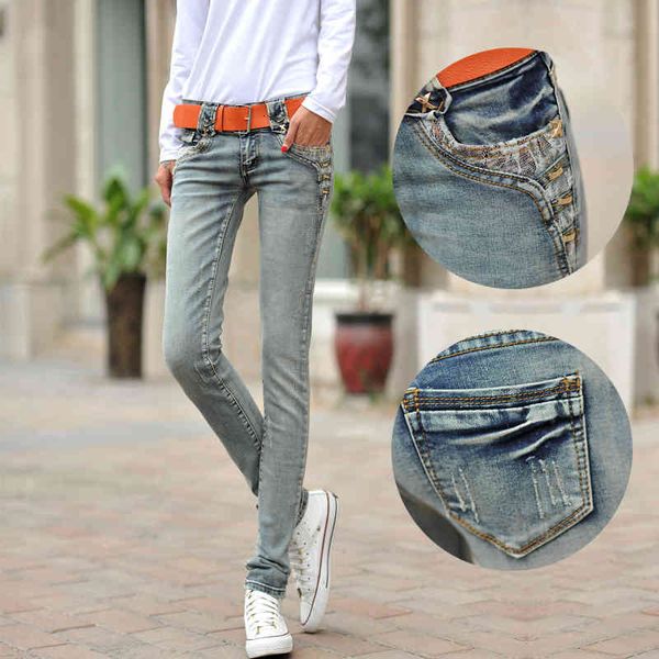 

jean spring casual slim skinny jeans pencil female long trousers women's denim pants women, Blue