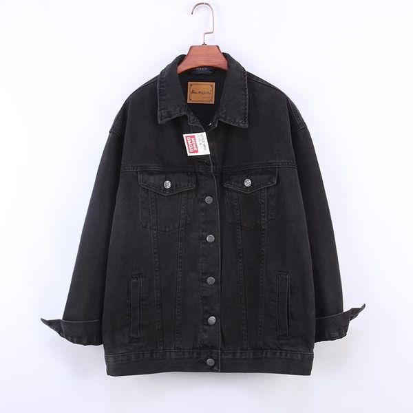 

women's jackets autumn loose vintage washed black chaquetas mujer spring plus size jeans jacket casual bomber veste en jean femme, Black;brown