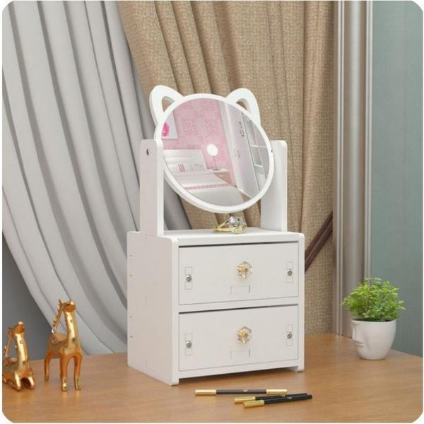 

deskcosmetic storage box home drawer mirror dresser container boxes makeup skin care jewelry lipstick shelf organizer case & bins