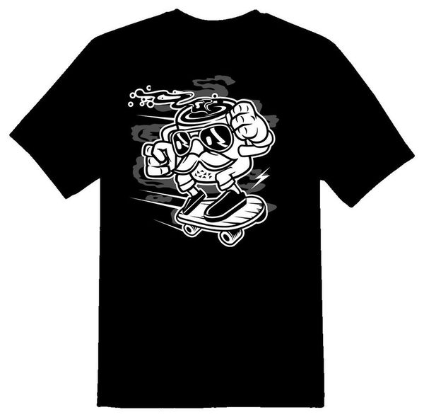 

mr coffee cup skateboard tee shirt black or white, White;black
