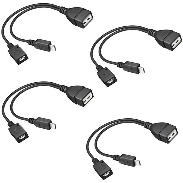 

4-pack mini otg cable adapter,2-in-1 powered micro-usb to usb adapter(otg + power cable) for streaming sticks etc computer cables & connecto