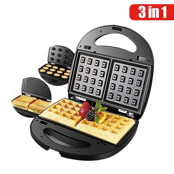 

bread makers 3 in 1 electric waffle maker sandwich machine walnut cake oven toaster kitchen breakfast donuts panini multi-baker