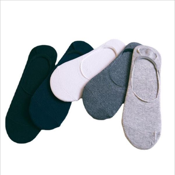 

spring and summer new solid color ship sock men's socks lnw046 fashion non slip invisible cotton sockings, Black