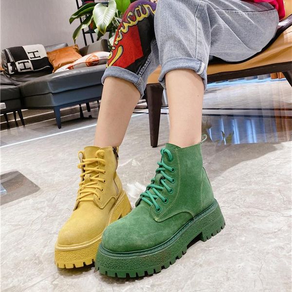 

boots spring frosted genuine leather female casual fashion preppy style women's shoes thick heels 6 candy colors, Black